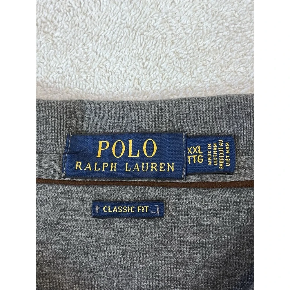 Polo Ralph Lauren Polo Shirt Mens XXL Gray Rugby Classic Fit Pony Long Sleeve